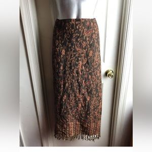 Kari New York Misses SZ XL - Paisley Lined Fringe Hem Skirt